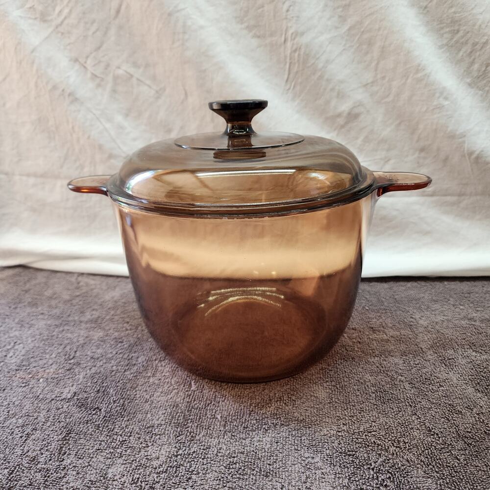 Pyrex Corning Amber Visions glass 3.5L boiler pot with lid U